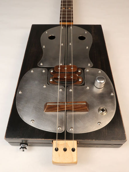 Metal Top 3 String Cigar Box Guitar CBG #2599