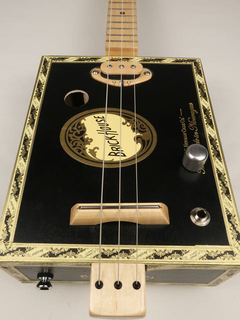 Black Brick House 3 String Cigar Box Guitar CBG #2630