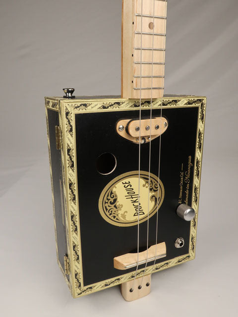 Black Brick House 3 String Cigar Box Guitar CBG #2630