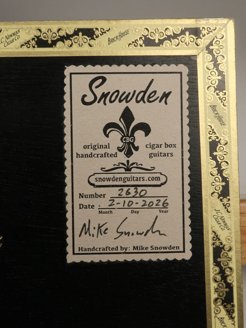 Black Brick House 3 String Cigar Box Guitar CBG #2630