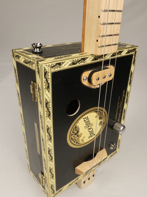 Black Brick House 3 String Cigar Box Guitar CBG #2630