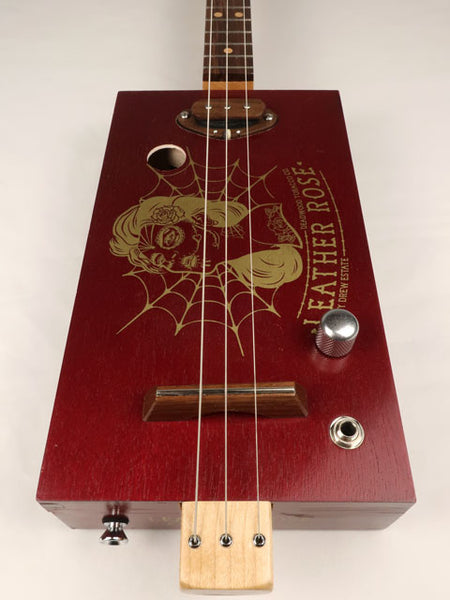 Leather Rose 3 String Cigar Box Guitar CBG #2569